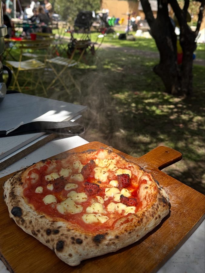 Wood-fired pepperoni pizza with Mutti tomatoes