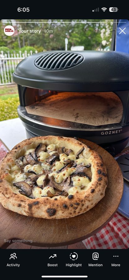 Wood-fired margherita pizza with steam rising